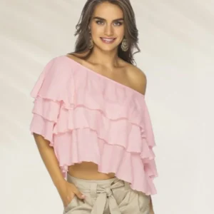 Blusa com Folhos - Elegância Tropical